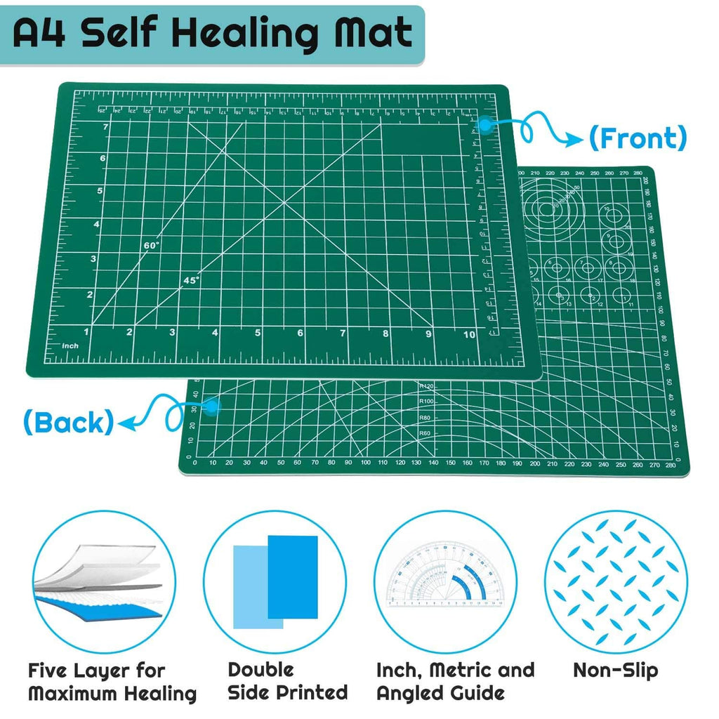 Self Healing Sewing Mat, 12inch x 18inch Rotary Cutting Mat Double Sided 5-Ply Craft Cutting Board for Sewing Crafts Hobby Fabric Precision Scrapbooking Project