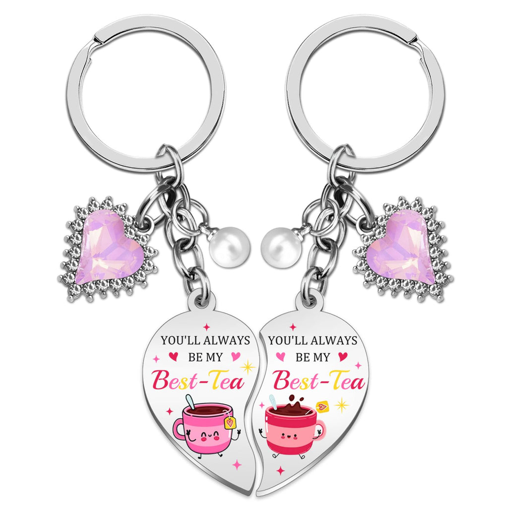 Bestie Keychain Work Friend Keychains for Women Besties Work Besties Tea Valentines Day Gifts for Friends Key Chain Valentines Day Gift Basket
