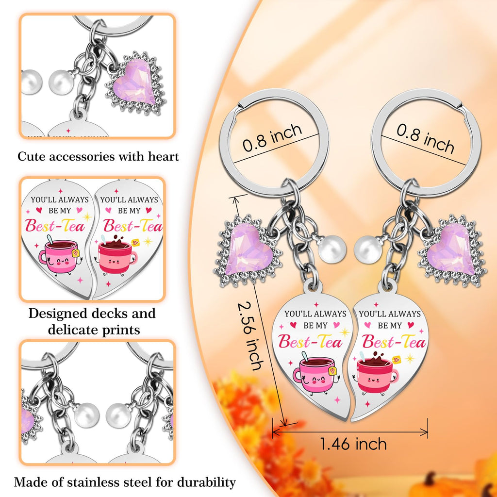 Bestie Keychain Work Friend Keychains for Women Besties Work Besties Tea Valentines Day Gifts for Friends Key Chain Valentines Day Gift Basket