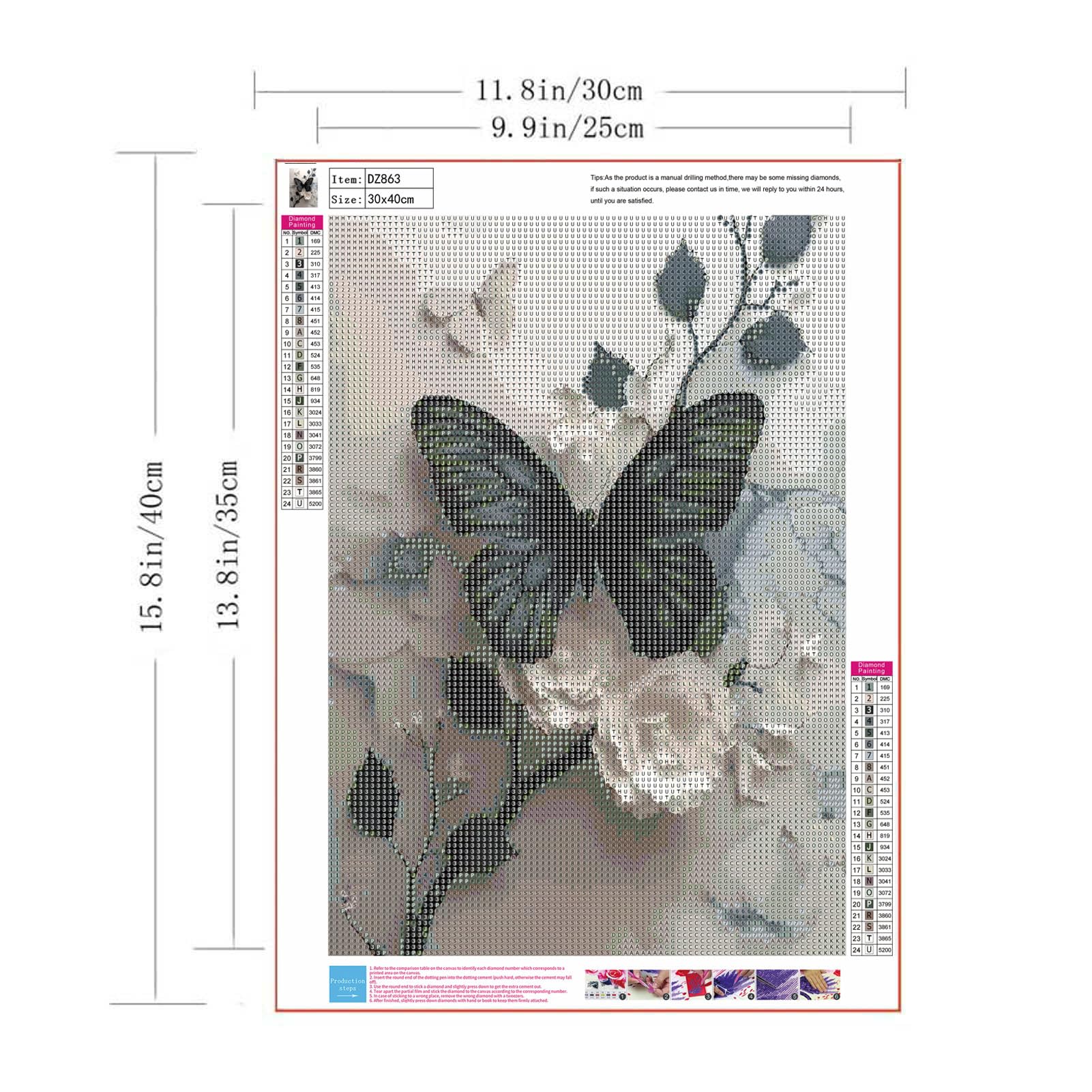 Butterfly Flower Diamond Art Kits for Adults,5D Full Round Drill Diamond Painting Kits for Beginners,DIY Diamond Dots Paintings Picture Arts Craft for Adults,Home Wall Decor 12 X 16Inch