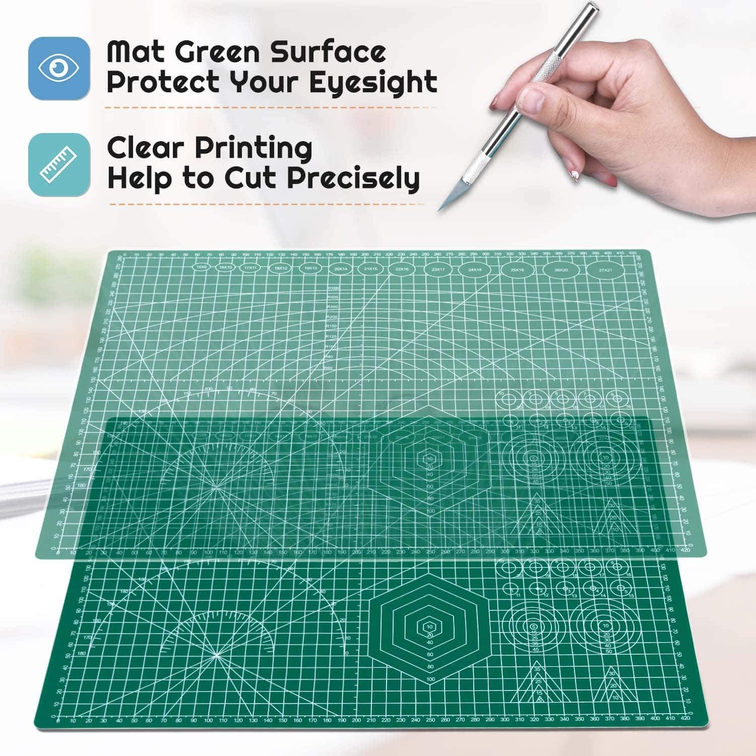 Self Healing Sewing Mat, 12inch x 18inch Rotary Cutting Mat Double Sided 5-Ply Craft Cutting Board for Sewing Crafts Hobby Fabric Precision Scrapbooking Project