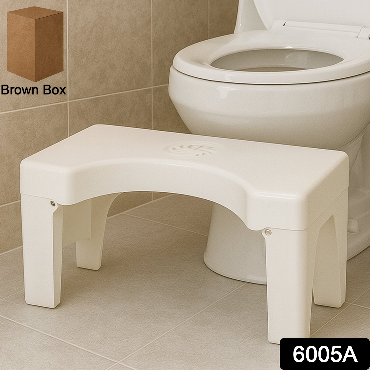 6005a Plastic Non-slip Folding Toilet Squat Stool - White Color