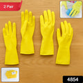 4854 2 Pair Med Yellow Gloves For Types Of Purposes Like Washing Utensils Gardening And Cleaning Toilet Etc.