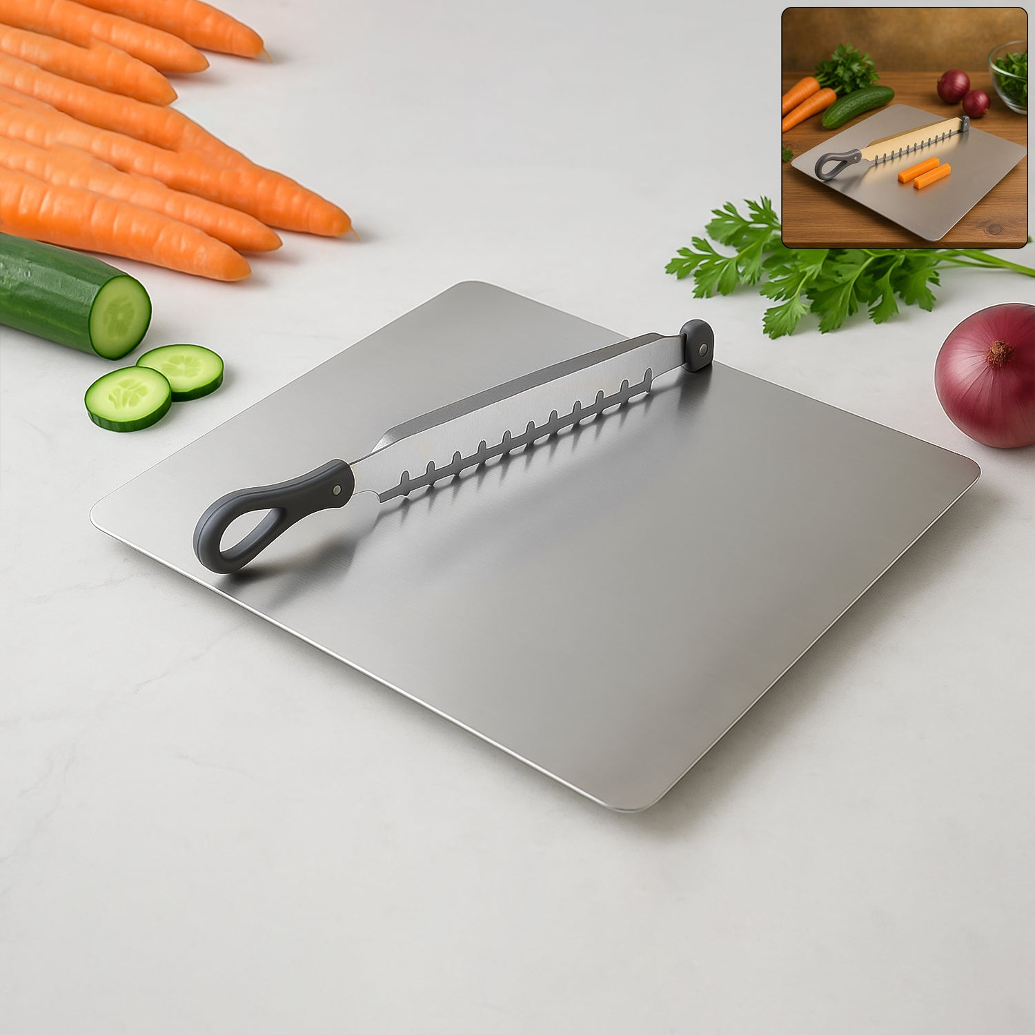 Supermom Stainless Steel Multifunctional Cut  Chop Vegetable Slicer Tool (1 Pc)