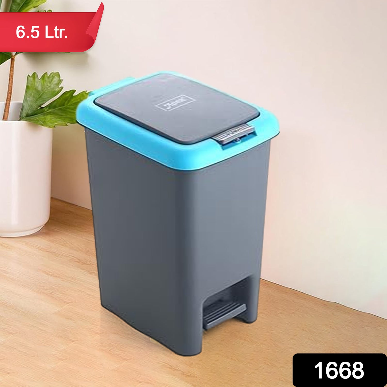 Apex Plastic Push N Pedal Dust Bin  Hands-free Operation Compact Design 6.5 Liters (1 Pc  Mix Color)