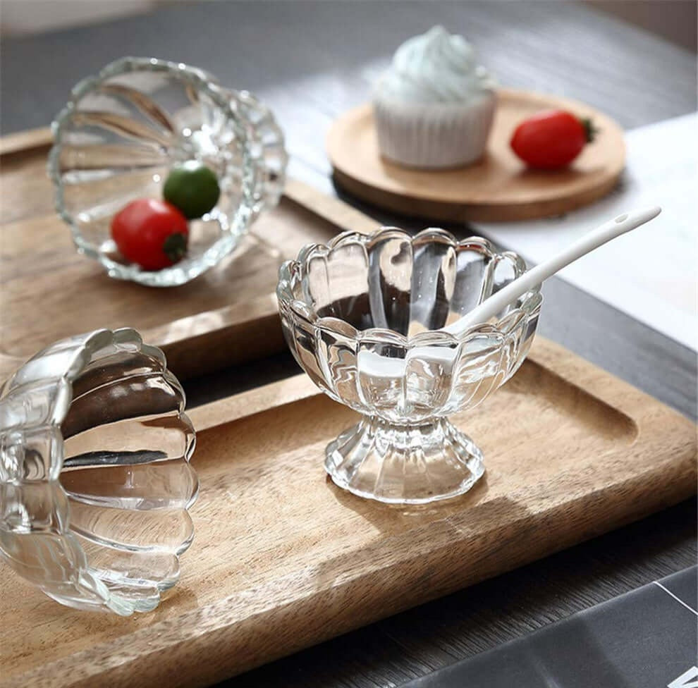Small Footed  Glass Dessert Bowls Set of 6piecs