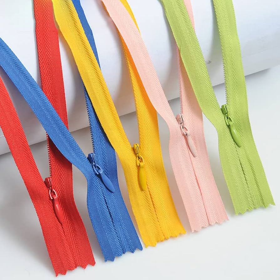 16 Inch Pack of 50 Multi Colors Nylon Invisible Zippers for Tailoring, Sewing, DIY Garments, Bags & Home Textiles – Craft Accessories for Sewers & Crafters