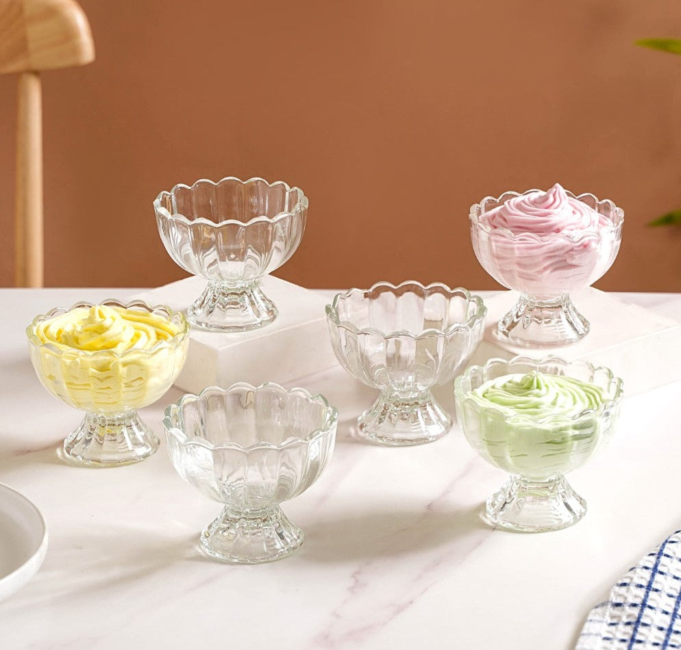 Small Footed  Glass Dessert Bowls Set of 6piecs