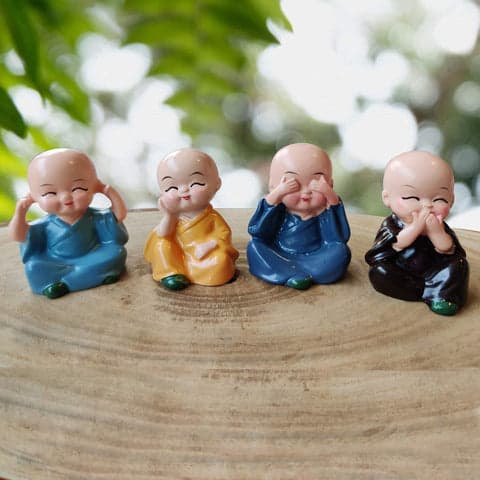 Decorative  monk  Laughing little Buddha set of 4pic colorful statuse.