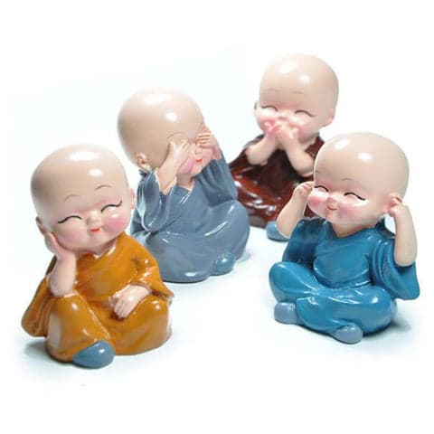 Decorative  monk  Laughing little Buddha set of 4pic colorful statuse.