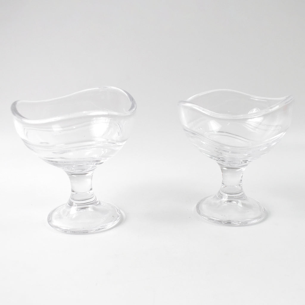 Glass Footed Dessert Bowl Ice Cream Cup (2 Pcs Set)